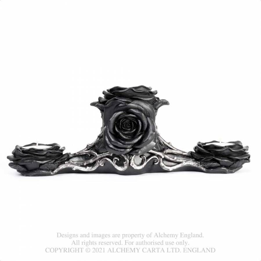 Alchemy - Black Rose Triple Theelichthouder - Zwart